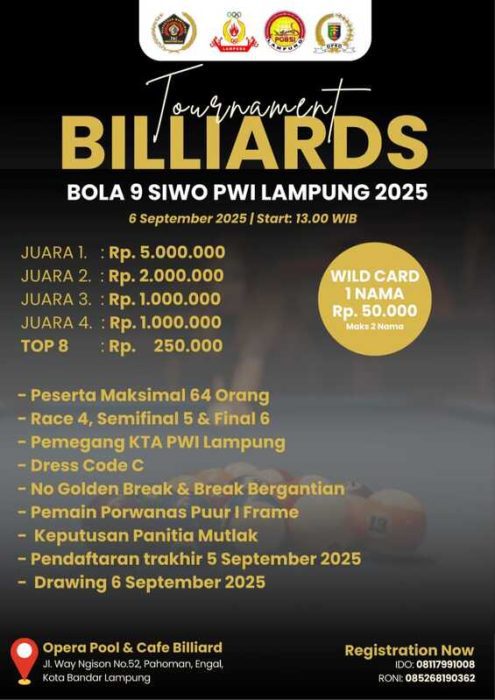 64 Wartawan Mengikuti Billiard SIWO PWI Lampung 