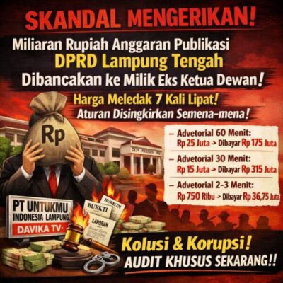 GEMPAR MILIARAN ANGGARAN PUBLIKASI DPRD LAMPUNG TENGAH DIBANCAKAN KE PERUSAHAAN EKS KETUA DEWAN, HARGA MELEDAK 7 KALI LIPAT, ATURAN DISINGKIRKAN SEMENA-MENA!