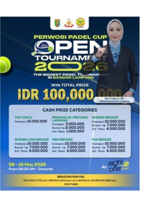 Perwosi Lampung Segera Gelar Tournamen Padel Open 2026
