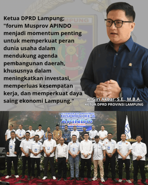 Ketua DPRD Lampung Dukung Penguatan Sinergi Pemda dan Dunia Usaha untuk Percepat Pertumbuhan Ekonomi Daerah